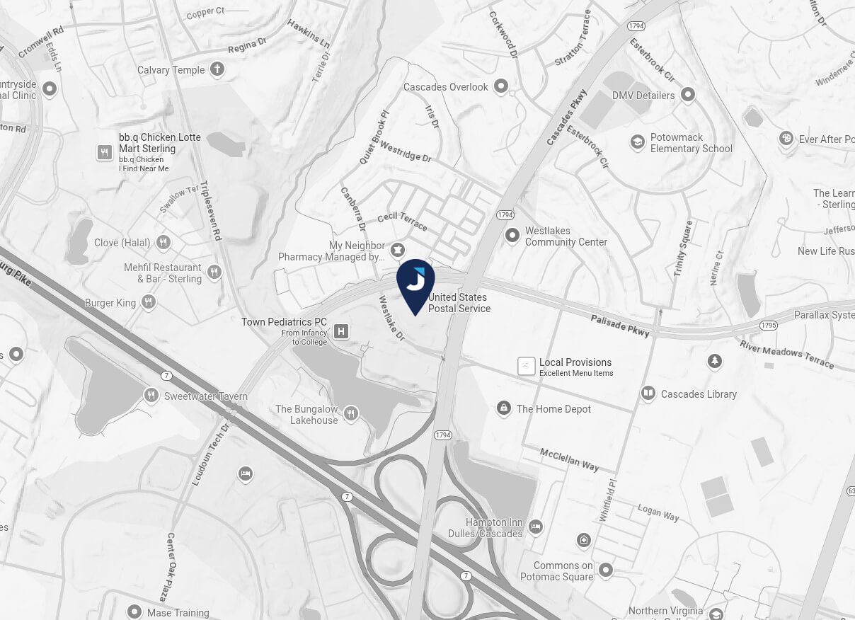 Map showing service coverage location.