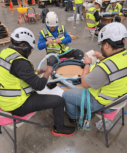 Jeda field technicians preparing structured cabling onsite.